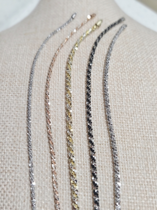 925 Sterling Silver Jewelry - Multi-Color Bracelet - Silver, Rose Gold, Gold, Black X5